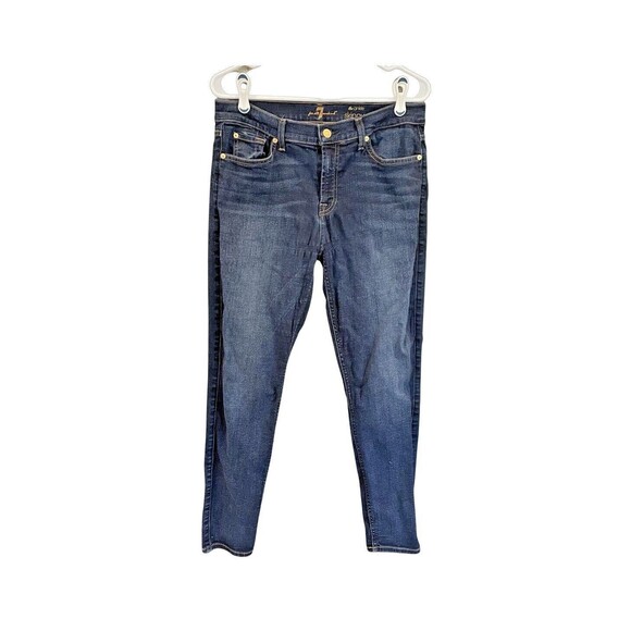 7 For All Mankind The Ankle Skinny Jeans Dark Wash Denim Blue Women Size 32 - Picture 1 of 8